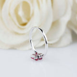 1ct Round Cut Pink Ruby Engagement Ring Floral Minimalist 14k White Gold Finish