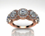 2.9ct Round Cut Diamond Wedding Band Halo Vintage Filigree 14k Rose Gold Finish