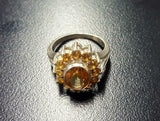 2.6ct Engagement Ring Oval Cut Yellow Citrine Floral Cluster 14k White Gold Over