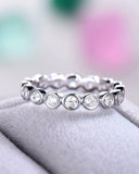 2Ct Round Cut Diamond Bezel Set Eternity Wedding Band Ring 14K White Gold Finish