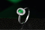 3Ct Oval Cut Green Emerald Diamond Ballerina Engagement Ring 14K White Gold Over