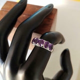 2.6ct Wedding Ring Band Oval Cut Purple Amethyst Five Stone 14k WhiteGold Finish