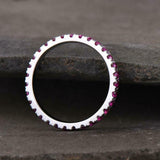 2ct Wedding Ring Band Round Cut Pink Ruby Full Eternity 14k White Gold Finish