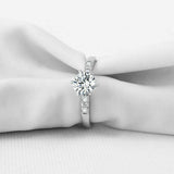 1.65ct Round Diamond Engagement Ring Solitaire with Accents 14k White Gold Over