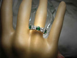 1.2ct Round Cut Green Emerald 5 Stone Stackable Wedding Band 14k White Gold Over