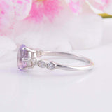 2ct Oval Cut Purple Amethyst Engagement Ring Diamond Accents 14k White Gold Over