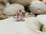 2.5ct Engagement Ring Cushion Cut Peach Morganite Solitaire 14k WhiteGold Finish