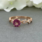 1ct Round Cut Pink Ruby Accents Solitaire Engagement Ring 14k Rose Gold Finish