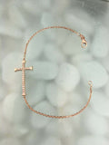 1.2ct Round Cut VVS1/D Diamond Cross Chain Design Bracelet 14k Rose Gold Finish