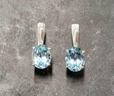 2ct Drop Earrings Oval Cut Blue Aquamarine Solitaire Design 14k White Gold Over