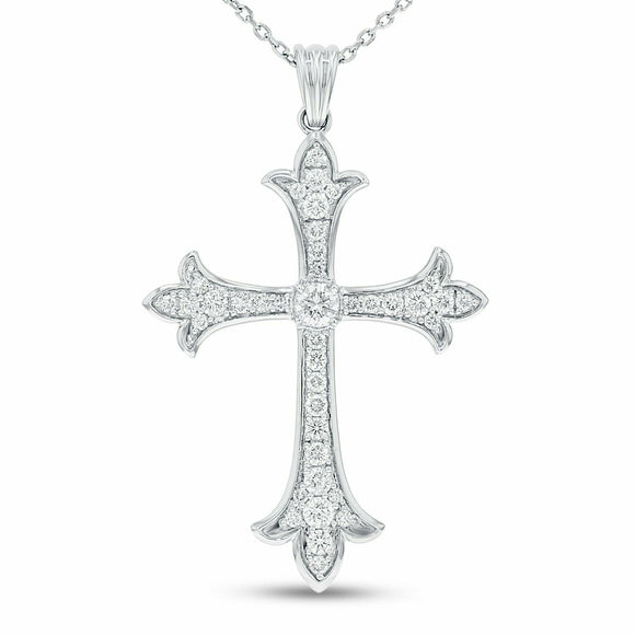 3ct Diamond Round Cut Brilliant Celtic Cross Pendant Chain 14k White Gold Finish