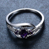 2.3ct Oval Cut Purple Amethyst Engagement Ring 14k White Gold Finish Trilogy