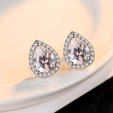 2ct Pear Cut Diamond Halo Pear Shape Design Stud Earrings 14k White Gold Finish