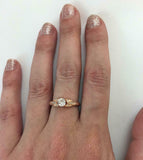 1.5ct Round Diamond Vintage Inspired Solitaire Accent Ring 14k Rose Gold Finish