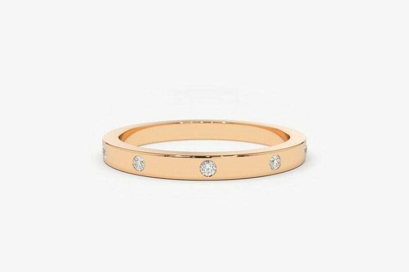 0.5ct Wedding Ring Band Round Cut Diamond Classic Design 14k Rose Gold Finish