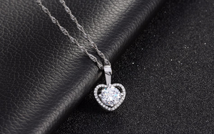 1.2ct Round Cut Diamond Pendant Heart Shape Women 14k White Gold Finish NO CHAIN