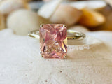 2.5ct Engagement Ring Radiant Cut Pink Sapphire Solitaire 14k White Gold Finish