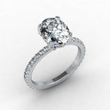 1.3ct Oval Cut Diamond Accents Solitaire Engagement Ring 14k White Gold Finish