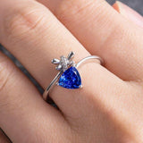 1ct Trillion Blue Tanzanite Engagement Ring 14k White Gold Finish Butterfly Cuff