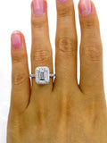 2.5Ct Emerald Cut Diamond Halo Solitaire Engagement Ring 18K White Gold Finish