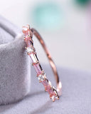 1.5Ct Baguette Cut Pink Sapphire Minimalist Wedding Band 14K Rose Gold Finish