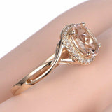 1.3ct Oval Cut Peach Morganite Infinity Engagement Ring 14k Yellow Gold Finish