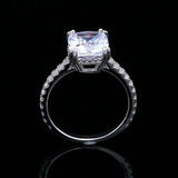 3.3Ct Radiant Cut Diamond Accents Hidden Halo Solitaire Ring 14K White Gold Over