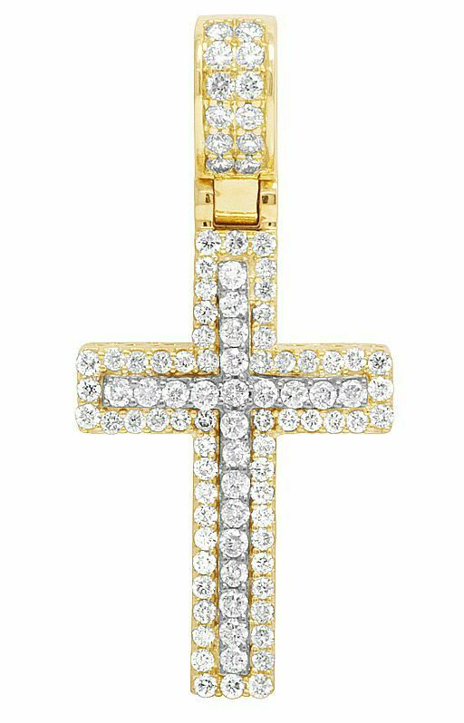 1.5ct Round Cut Diamond Jesus Cross Holy Pendant 14k Dual Gold Finish NO CHAIN