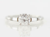 2ct Round Cut Diamond Engagement Ring Baguette Accent Trilogy 14k WhiteGold Over