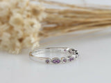 1ct Round Cut Purple Amethyst Wedding Band Half Eternity 14k White Gold Finish