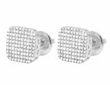 1.2ct Round Cut VVS1D Diamond Square Cluster Stud Earrings 14k White Gold Finish