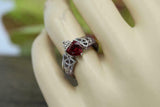 1ct Heart Cut Pink Ruby Engagement Ring Celtic Trinity 14k White Gold Finish