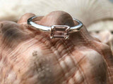 1.2ct Engagement Ring Emerald Cut Peach Morganite Solitaire 14k WhiteGold Finish