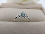 1ct Round Blue Aquamarine Engagement Ring Bezel Set Solitaire 14k WhiteGold Over