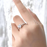 0.6ct Heart Simulated Diamond Split Shank Engagement Ring 14k White Gold Plated