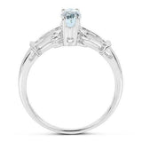 0.5Ct Marquise Cut Blue Aquamarine Trendy Solitaire Ring 14K White Gold Finish