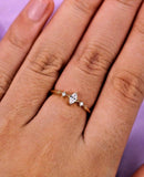 0.5ct Marquise Diamond Minimalist Slim Trilogy Engagement Ring 14k RoseGold Over