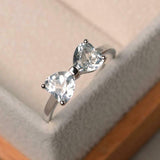 1ct Heart Cut Diamond Bow Shape Love Gift Engagement Ring 14k White Gold Finish