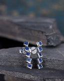 1ct Princess Cut Blue Sapphire Straight Drop Earring Women 14k White Gold Finish