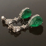 2ct Pear Cut Simulated Green Emerald Partwear Drop Earrings 14k WhiteGold Plated