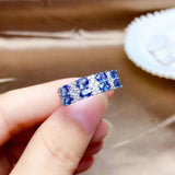 2ct Oval Cut Blue Tanzanite Wedding Band 2 Row Half Eternity 14k White Gold Over