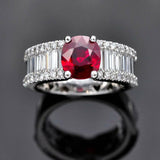 5Ct Oval Cut Pink Ruby Baguette Diamonds Eternity Style Ring 14K White Gold Over