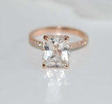 1.6ct Engagement Ring Radiant Cut Diamond Hidden Halo Design 14k RoseGold Finish