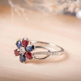 2.3ct Oval Cut Sapphire Pink Ruby Floral Split Shank Ring 14k White Gold Finish