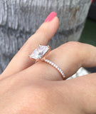 2ct Radiant Diamond Accent Solitaire Proposal Engagement Ring 14k Rose Gold Over