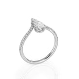 2.5ct Pear Diamond Engagement Ring V Shaped Stylish Curved 14k White Gold Finish