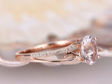 1.3ct Oval Cut Peach Morganite Split Shank Engagement Ring 14k Rose Gold Finish