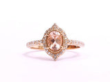 2ct Engagement Ring Oval Cut Peach Morganite Diamond Halo 14k Rose Gold Finish