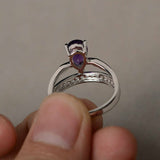 1.5ct Pear Cut Purple Amethyst Crown Design Engagement Ring 18k WhiteGold Finish