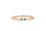 Sapphire Trilogy Minimalist Ring 0.2ct Round Cut Diamond 14k Yellow Gold Finish